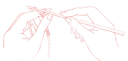 Рис. 1. Положение рук при вязании