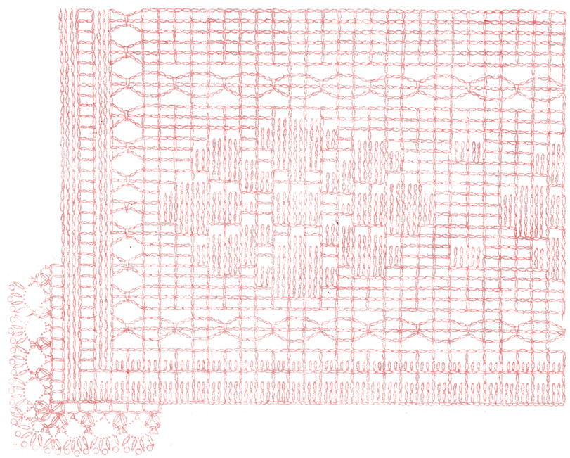 Рис. 58. Схема вязания прямоугольной салфетки